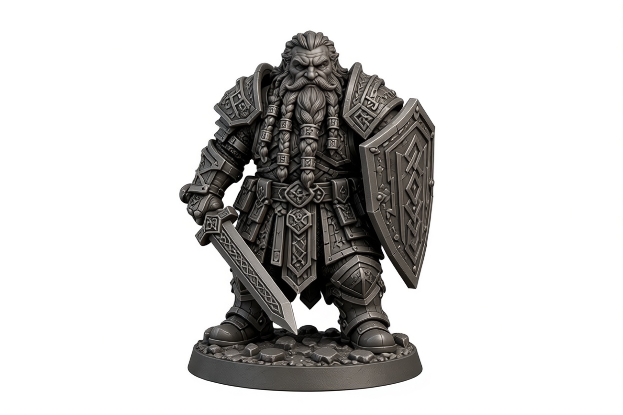 Dwarven Warrior Figurine free 3D printable STL