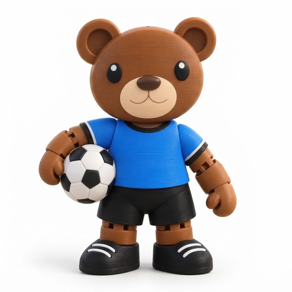 Soccer Bear Figurine free 3D printable STL