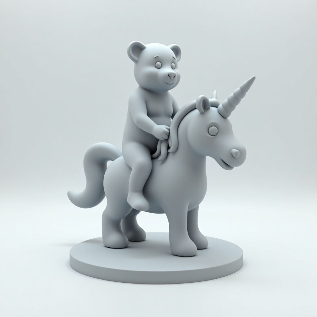 Bear Riding Unicorn free 3D printable STL