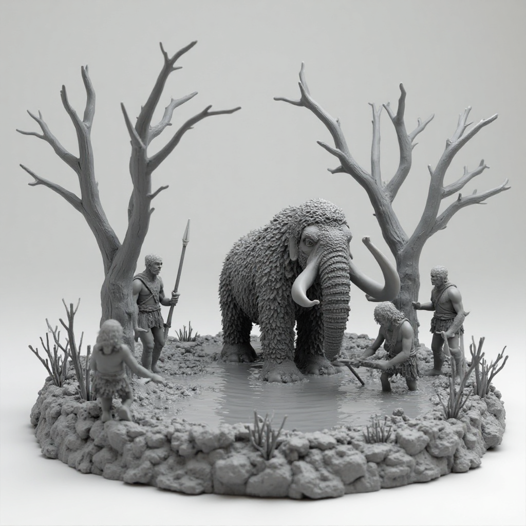 Woolly Mammoth Swamp Diorama free 3D printable STL