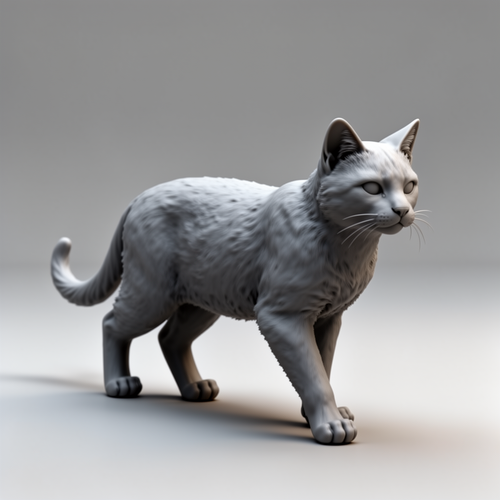 Realistic Walking Cat Figurine free 3D printable STL