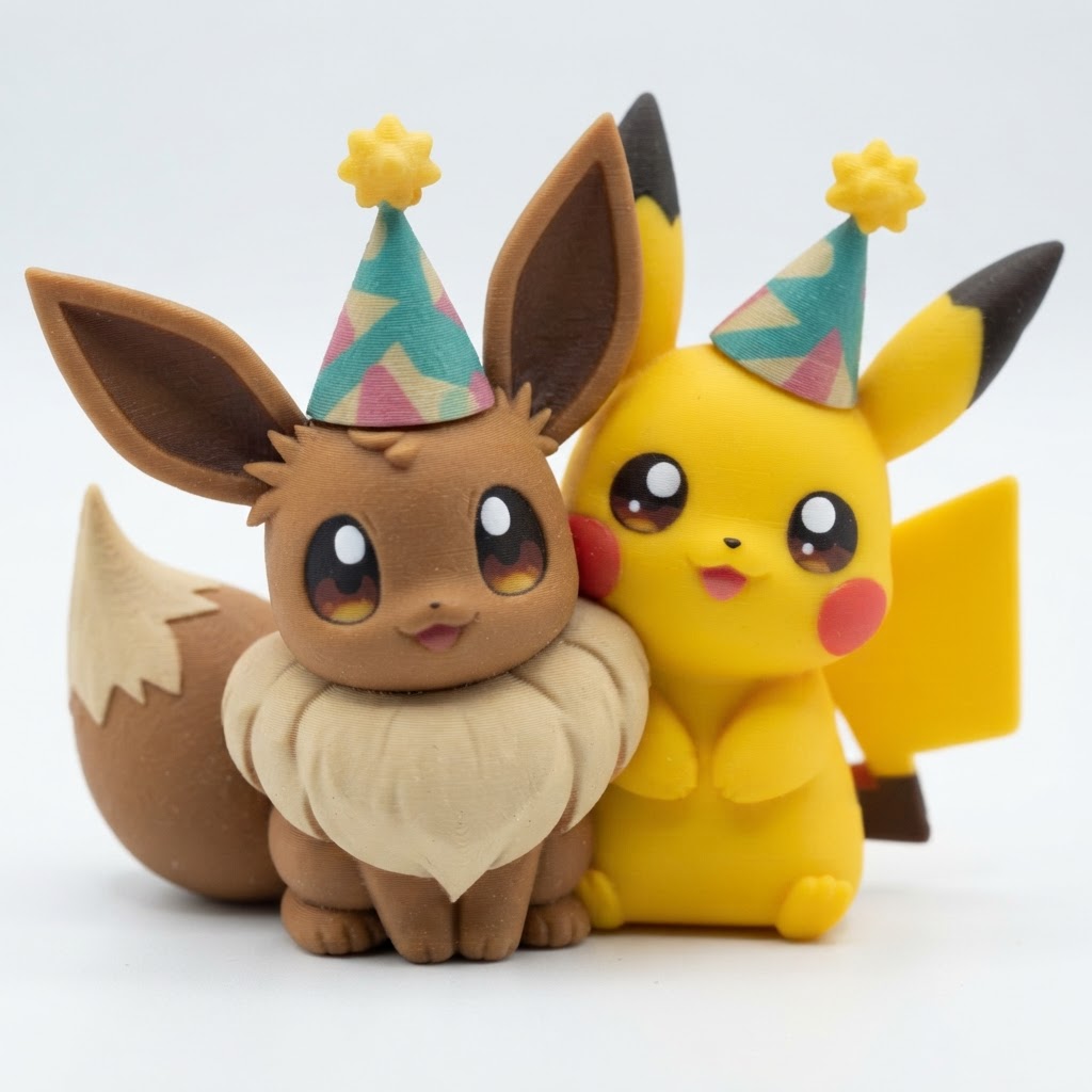 Pikachu and Eevee Figurines free 3D printable STL