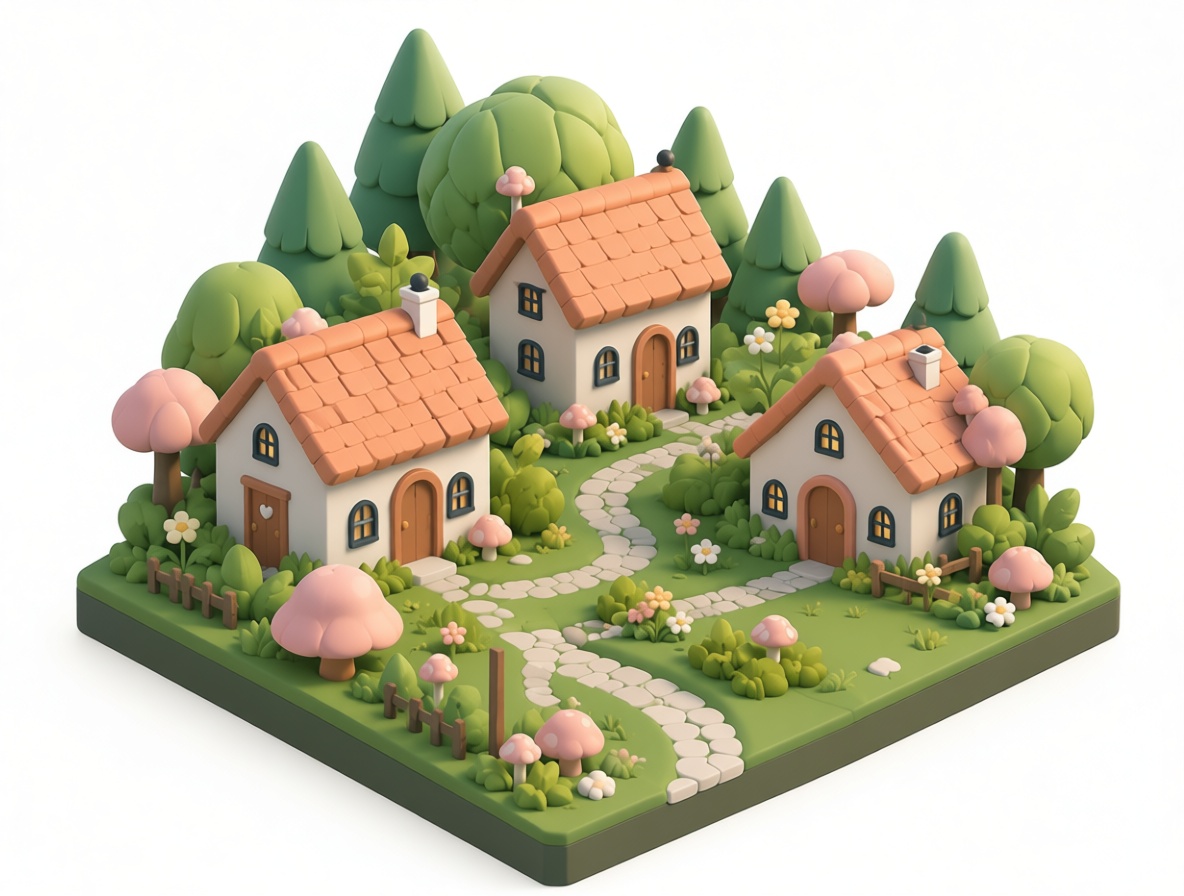 Charming Cottage Village Model free 3D printable STL