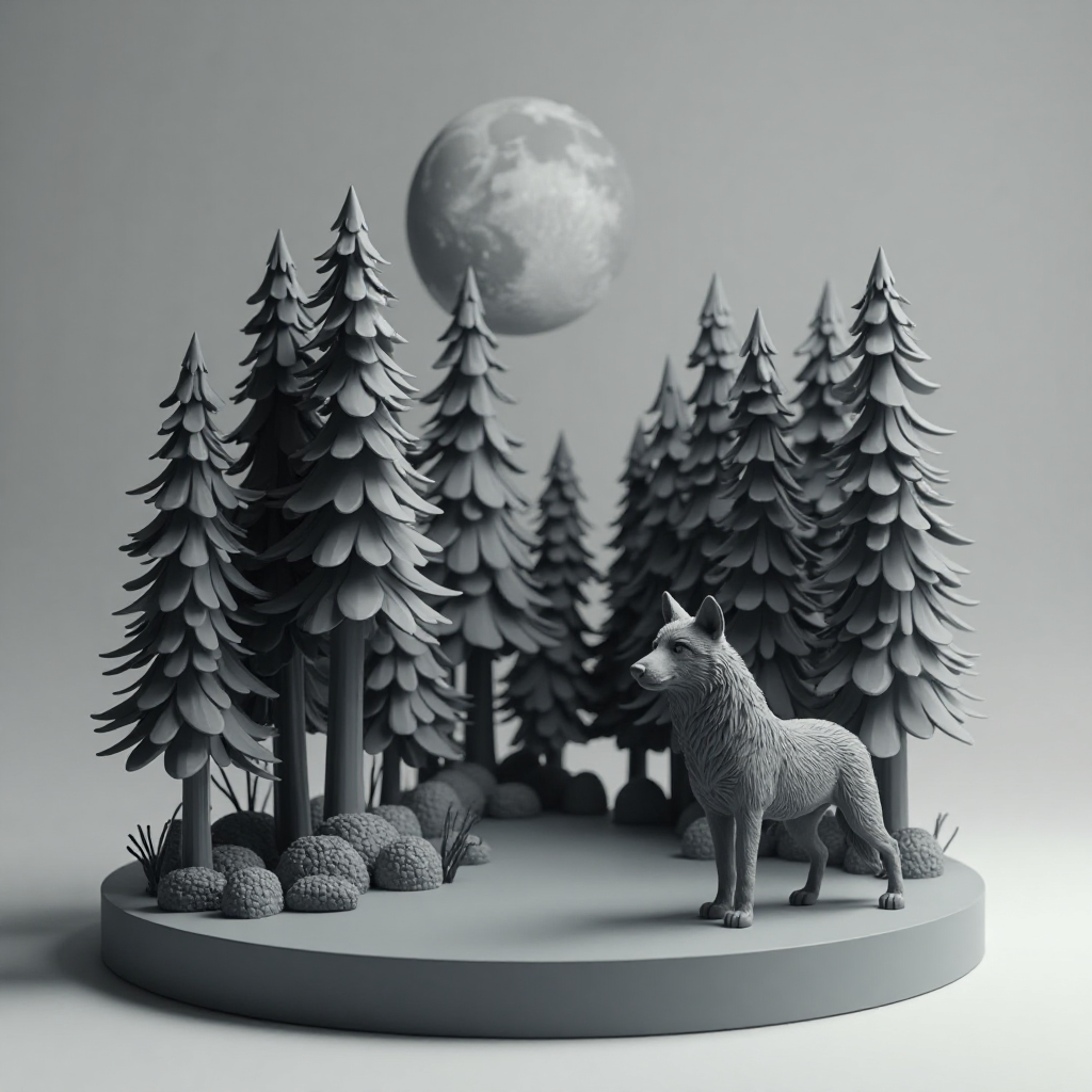 Wolf Forest Scene Model free 3D printable STL