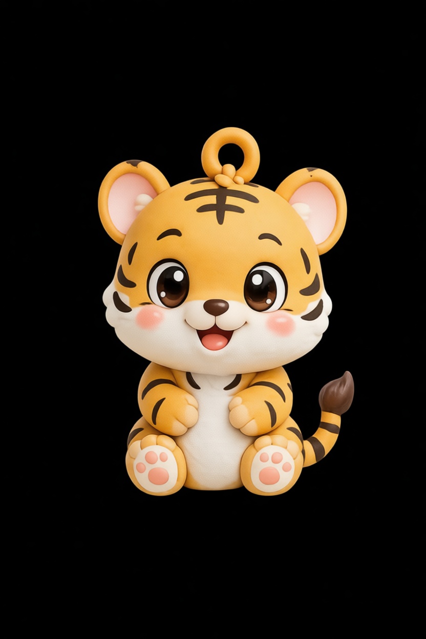 Cute Tiger Keychain Figurine free 3D printable STL