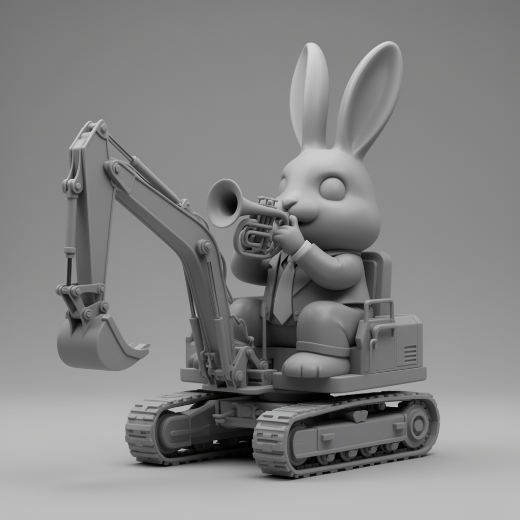 Giant Bunny Excavator Figurine free 3D printable STL