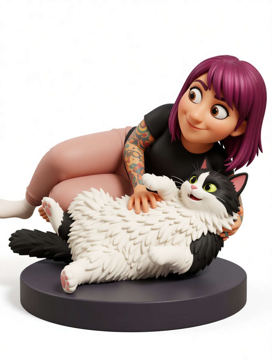Tattooed Girl with Cat Figurine free 3D printable STL