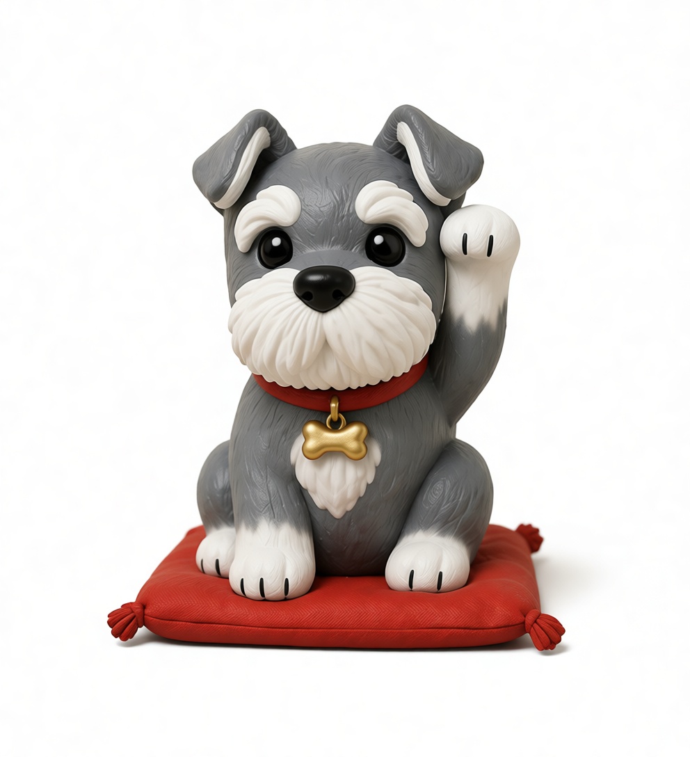Schnauzer Lucky Cat Figurine free 3D printable STL
