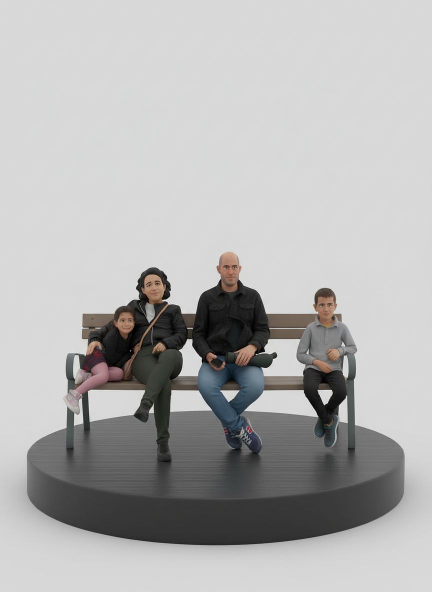 Family on Bench Figurine free 3D printable STL