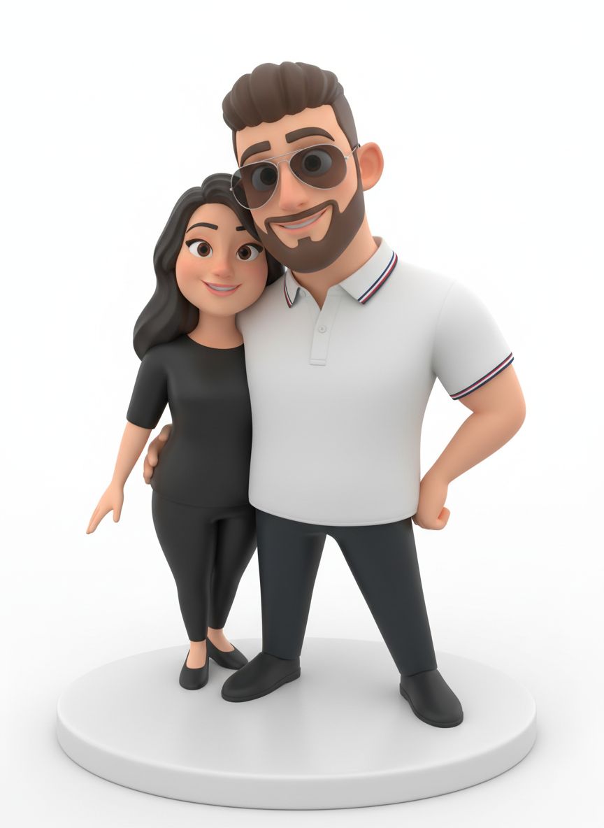 Custom Cartoon Couple Figurine free 3D printable STL