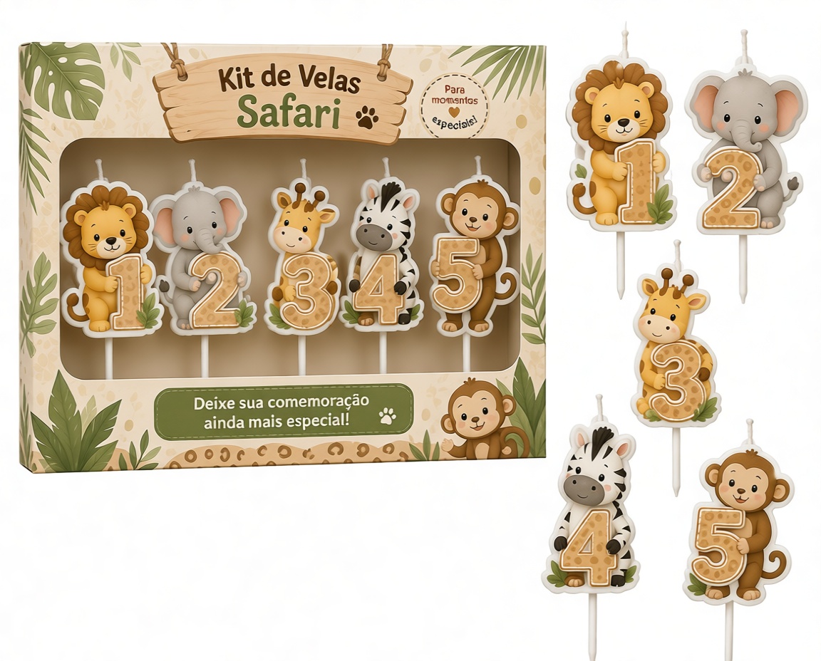 Safari Animal Number Candles free 3D printable STL
