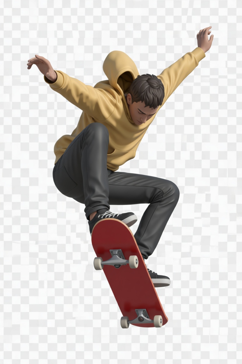 Skateboarder Action Figurine free 3D printable STL