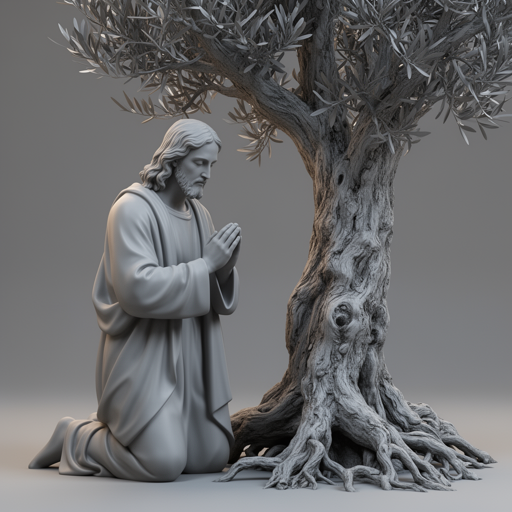 Jesus Christ Kneeling Statue free 3D printable STL