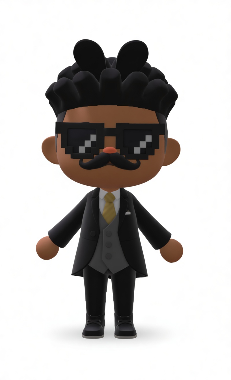Pixels Mustache Figurine free 3D printable STL