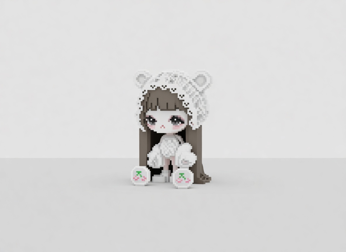 Cute Pixel Art Girl Figurine free 3D printable STL