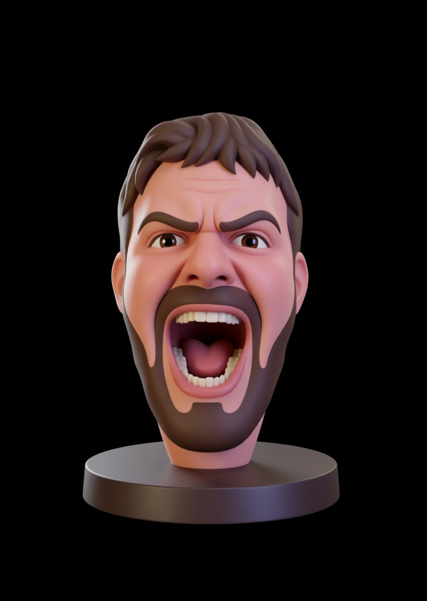 Angry Bearded Man Bust free 3D printable STL