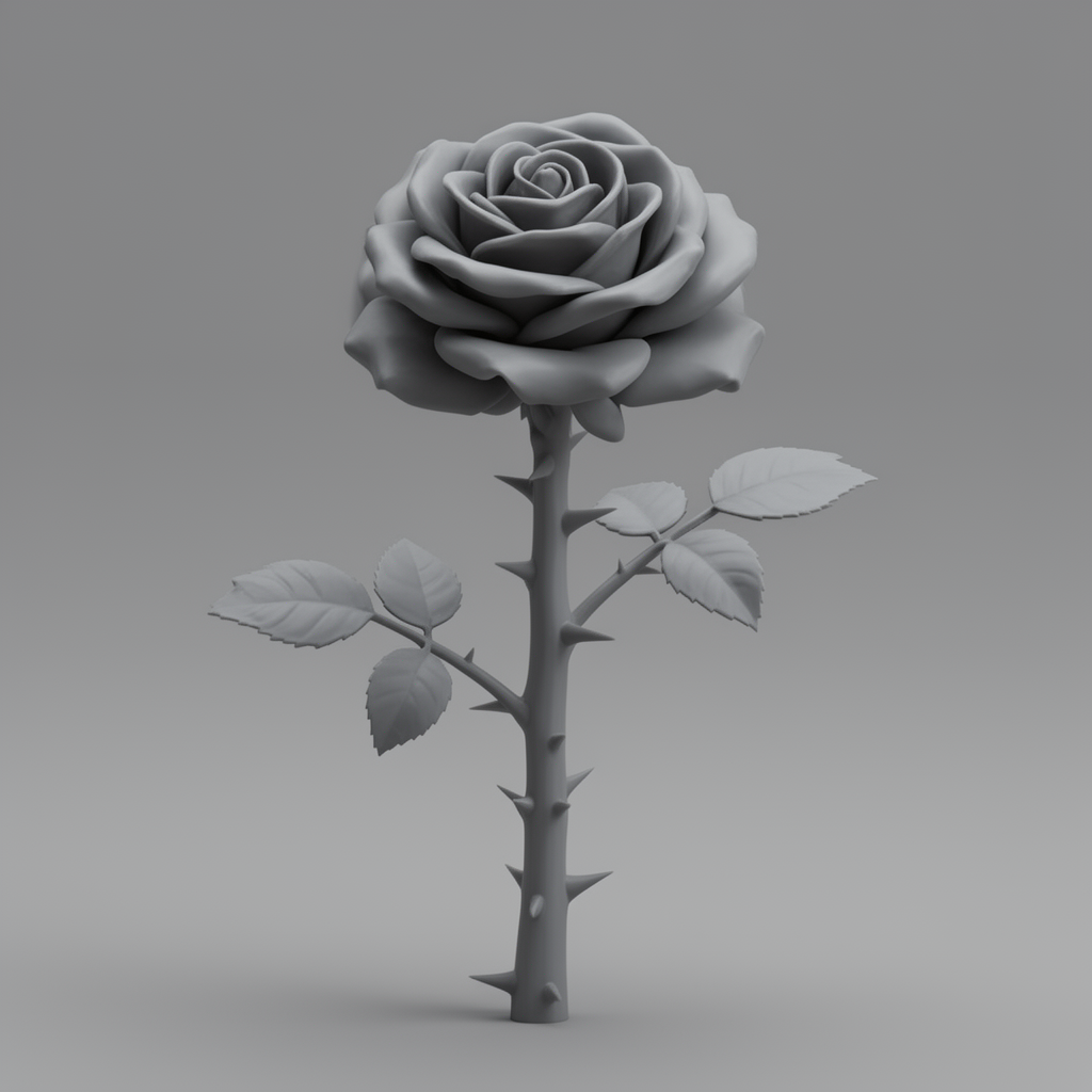 Rose with Leaves Figurine free 3D printable STL