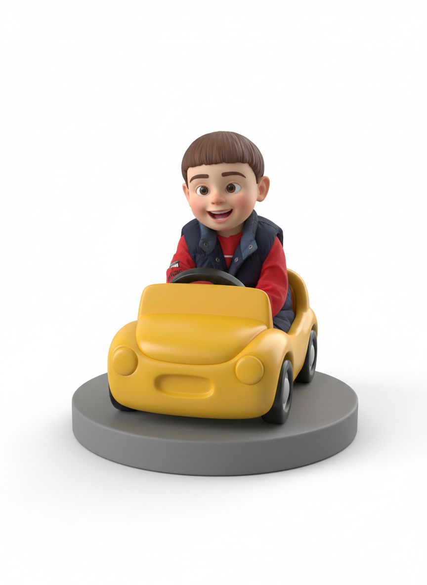 Boy in Yellow Car free 3D printable STL
