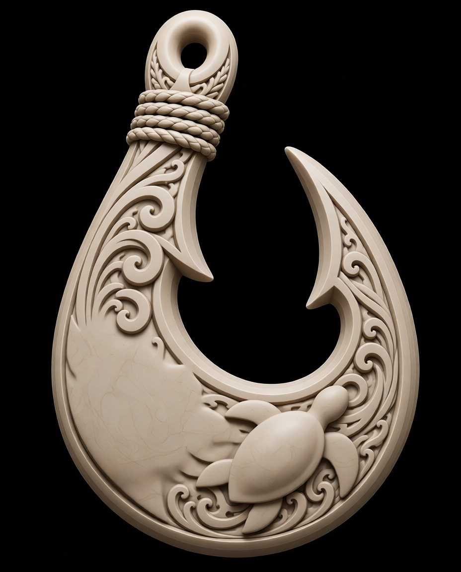Maori Hei Matau Pendant free 3D printable STL