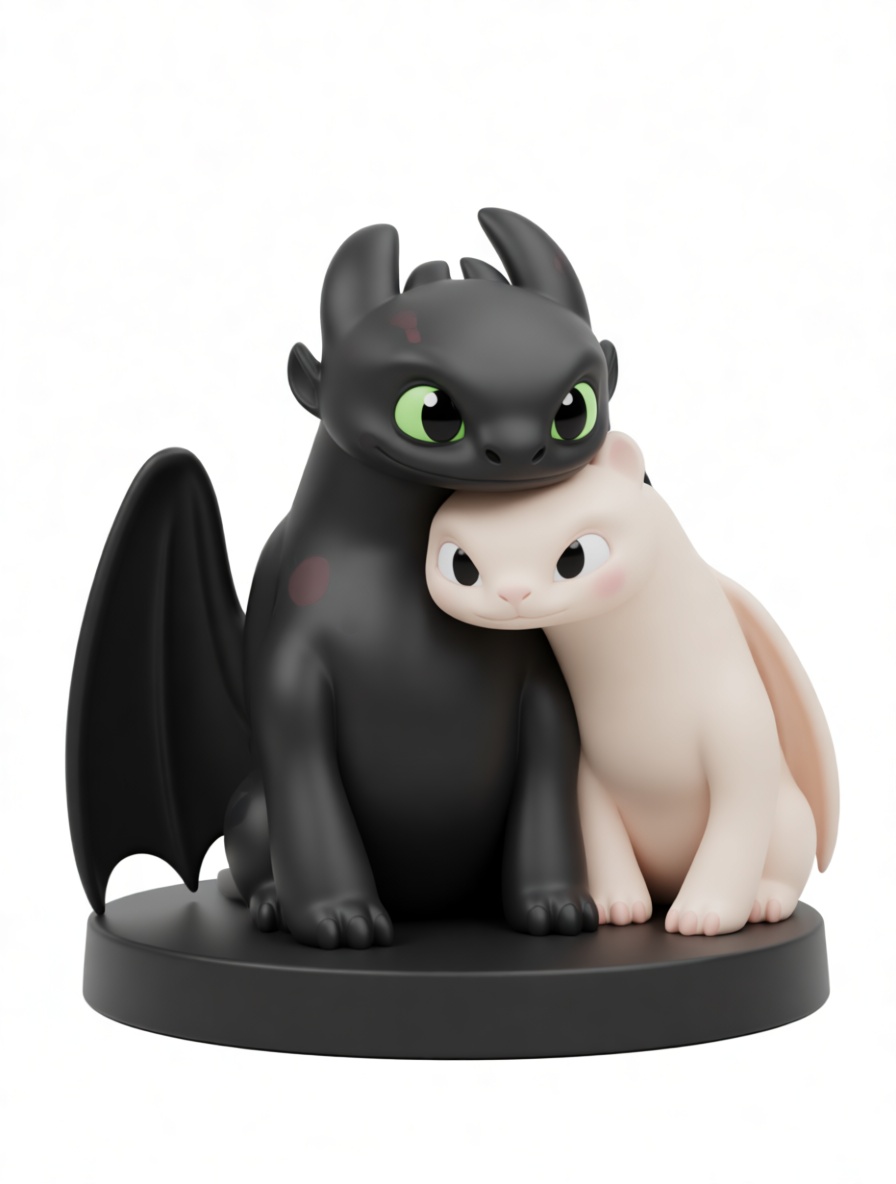 Toothless and Light Fury Figurine free 3D printable STL