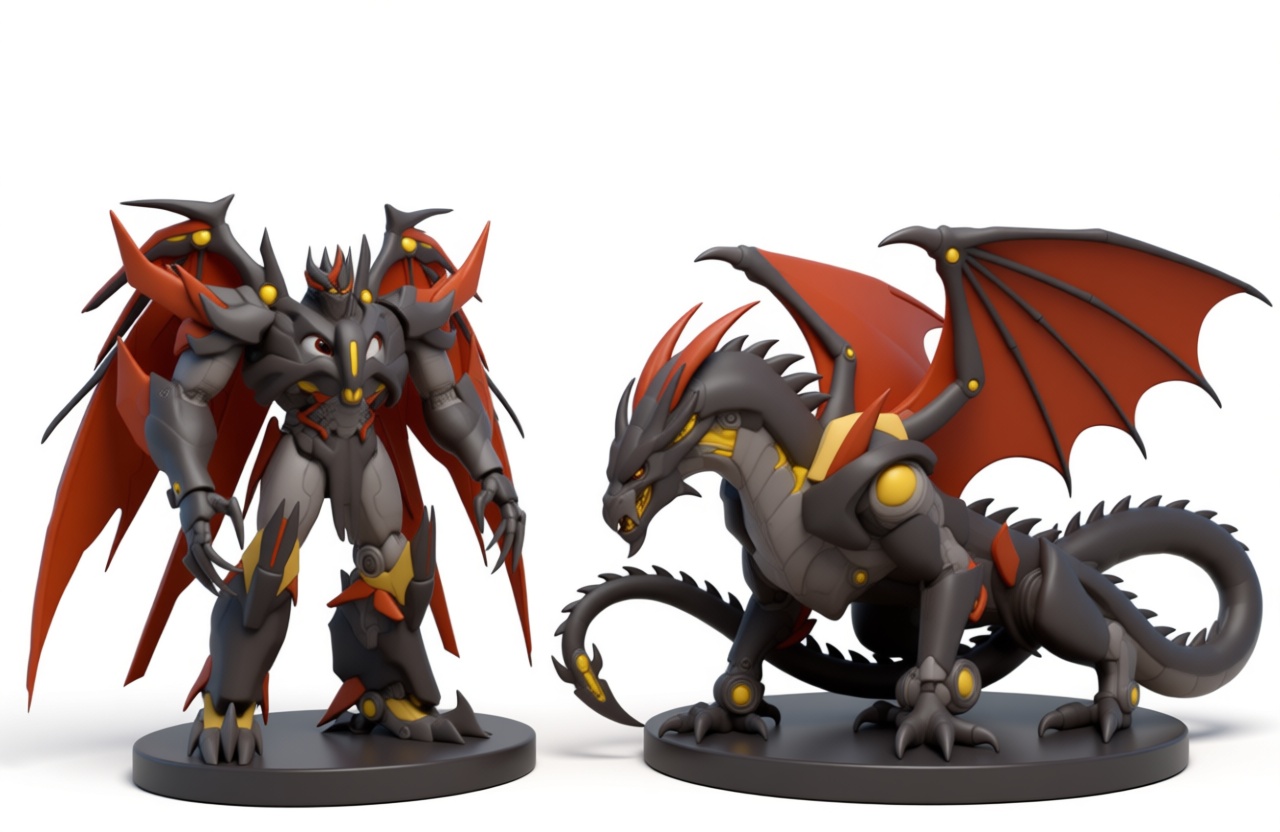 Mech Dragon Duo Figurines free 3D printable STL