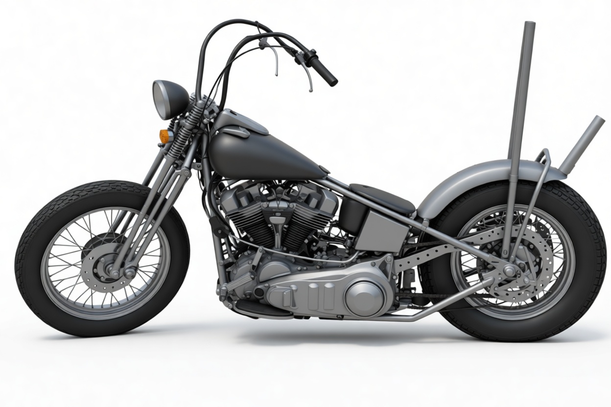 Classic Chopper Motorcycle Model free 3D printable STL
