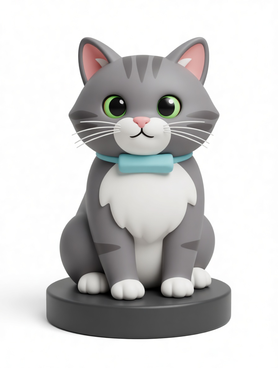 Gray Tabby Cat Figurine free 3D printable STL