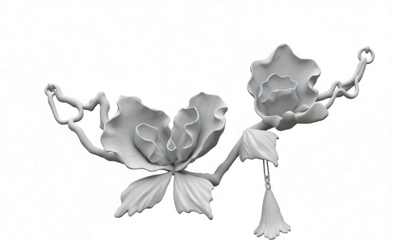 Ornate Rose Branch Sculpture free 3D printable STL