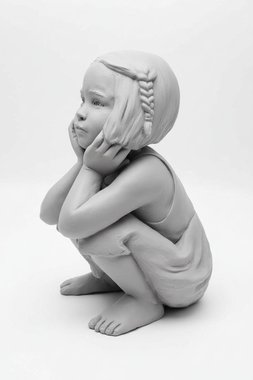 Pensive Girl Figurine free 3D printable STL