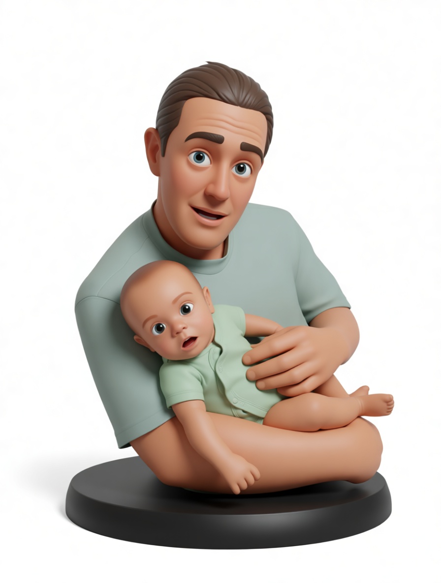 Father Holding Baby Figurine free 3D printable STL