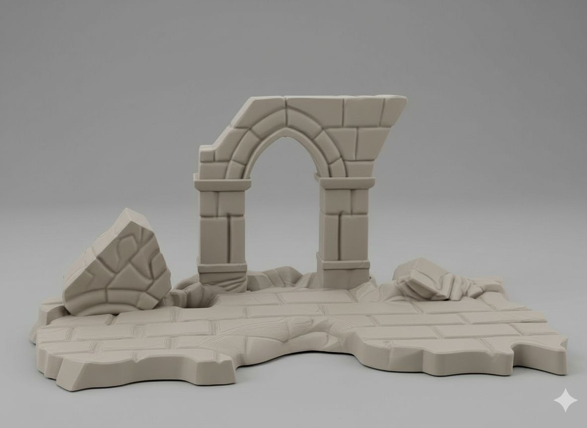 Ruined Stone Arch Terrain free 3D printable STL