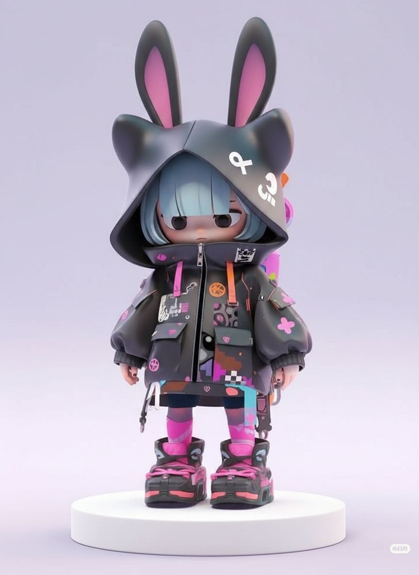 Cyberpunk Bunny Hoodie Figurine free 3D printable STL