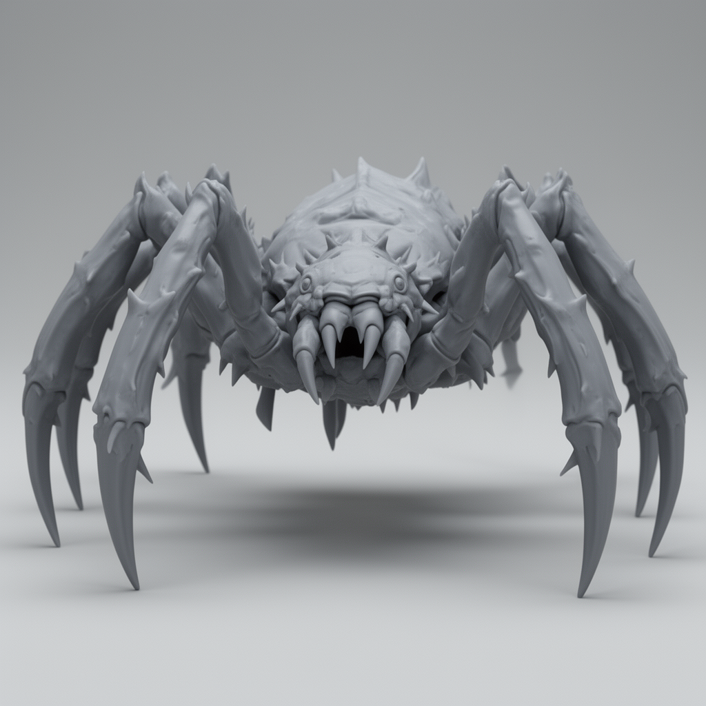 Fanged Spider Creature Figurine free 3D printable STL