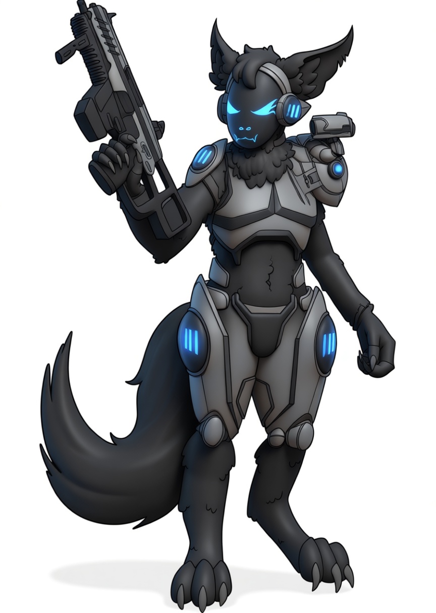 Cyber Wolf Mercenary Figurine free 3D printable STL