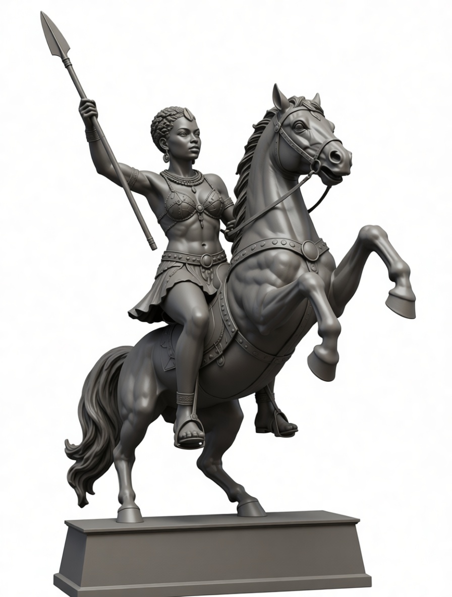 Amazon Warrior Horseback Figurine free 3D printable STL