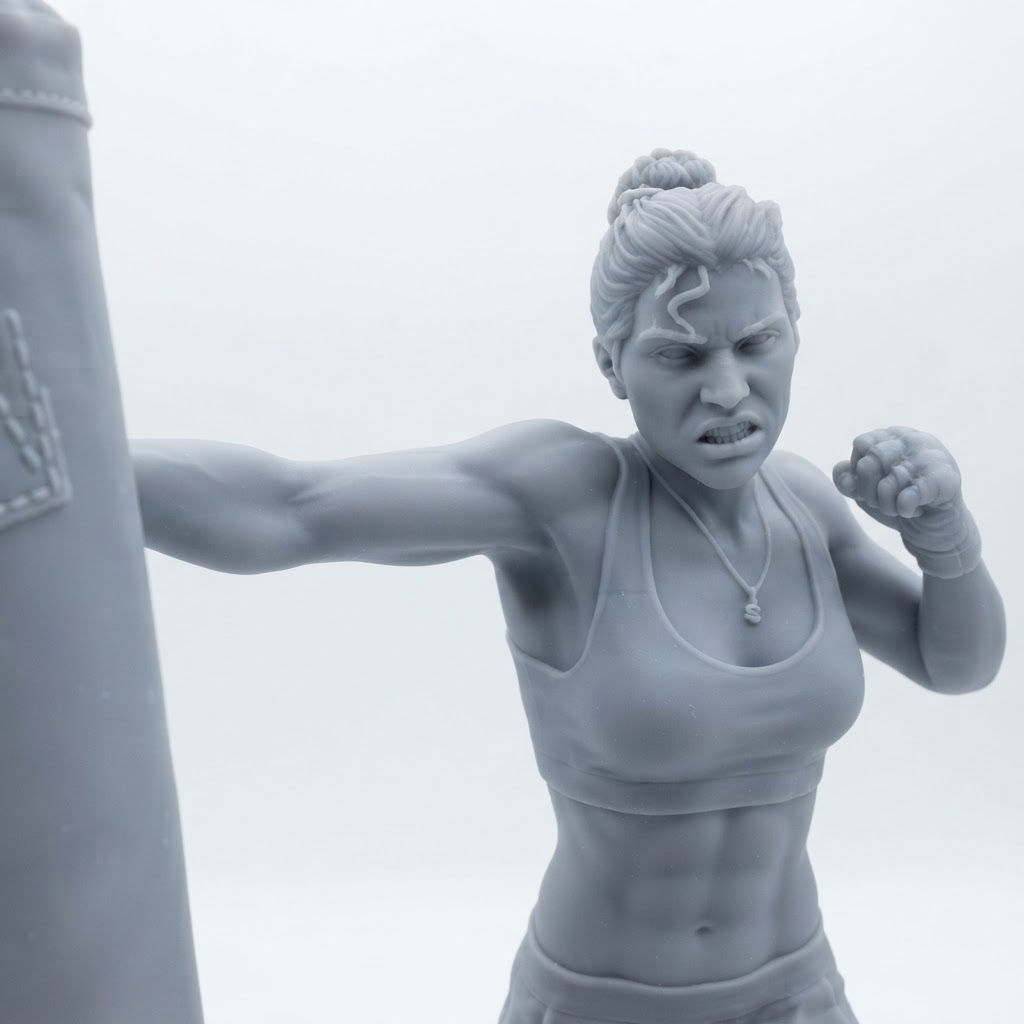 Female Boxer Figurine free 3D printable STL