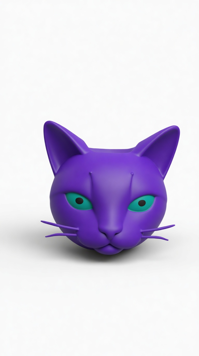 Purple Cat Head Sculpture free 3D printable STL