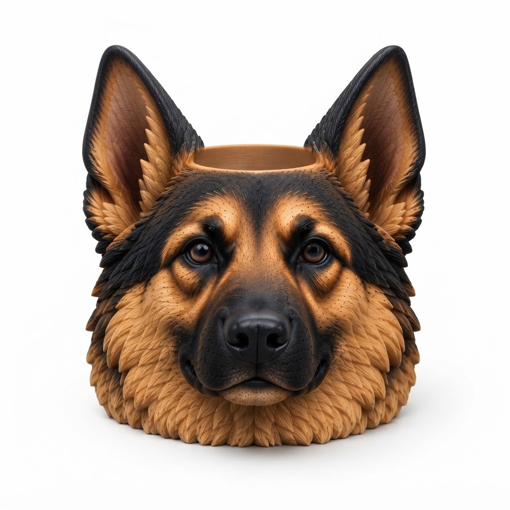 German Shepherd Planter free 3D printable STL