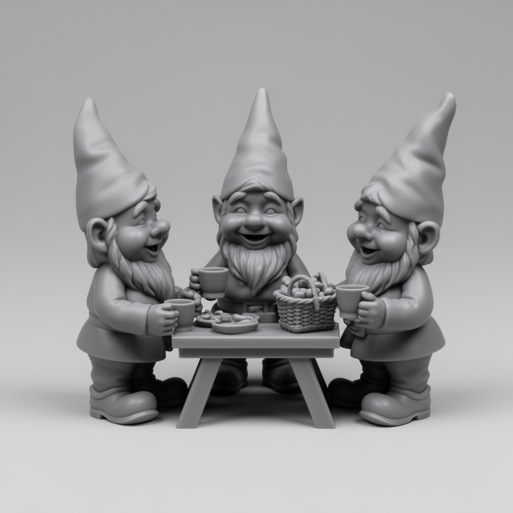 Garden Gnomes Picnic Figurines free 3D printable STL