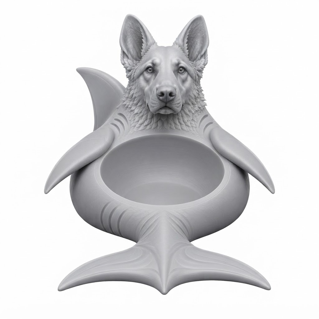 German Shepherd Shark Bowl free 3D printable STL