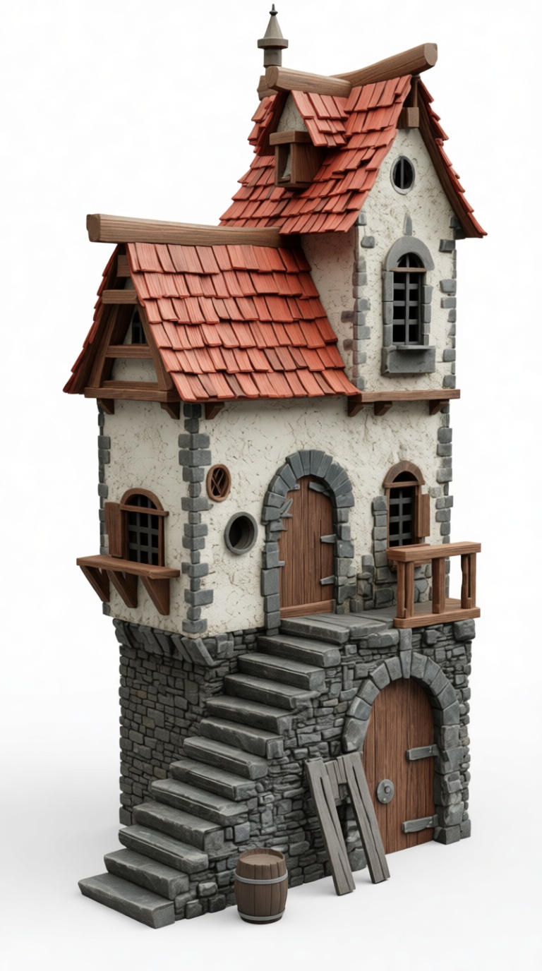 Medieval Tower House Figurine free 3D printable STL