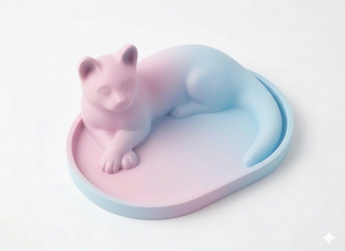 Lying Cat Dish free 3D printable STL