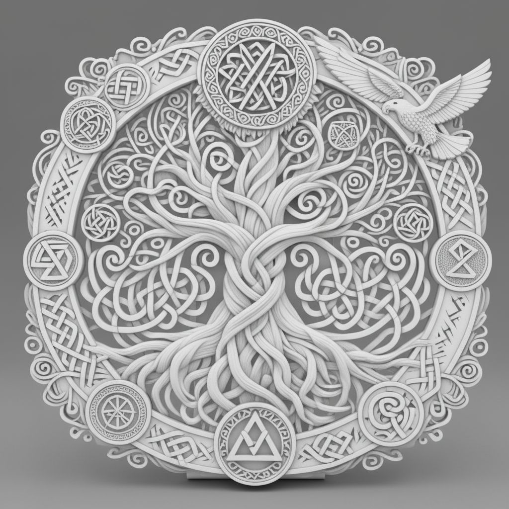 Yggdrasil Tree Sculpture free 3D printable STL