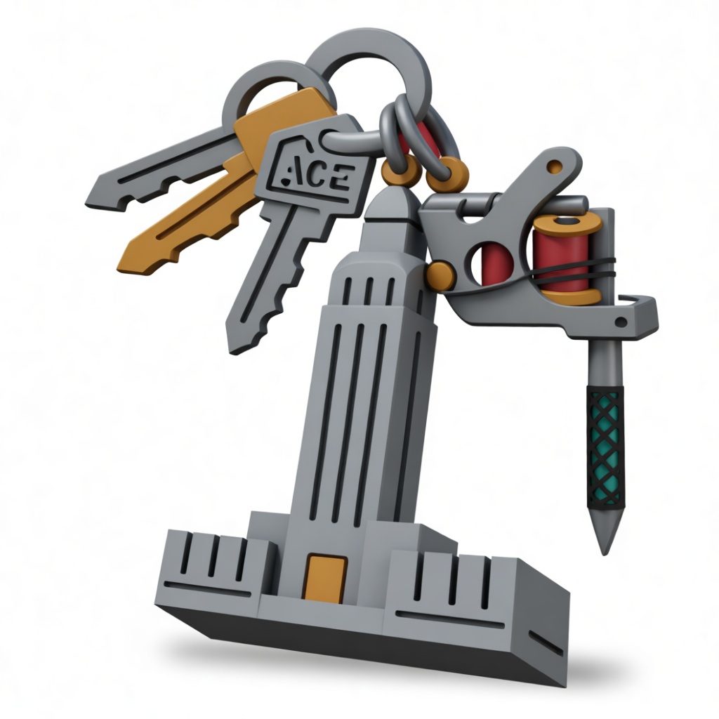 Tattoo Machine Keychain free 3D printable STL
