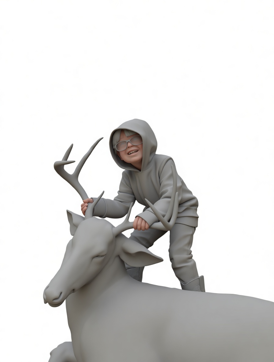 Boy Riding Deer Figurine free 3D printable STL