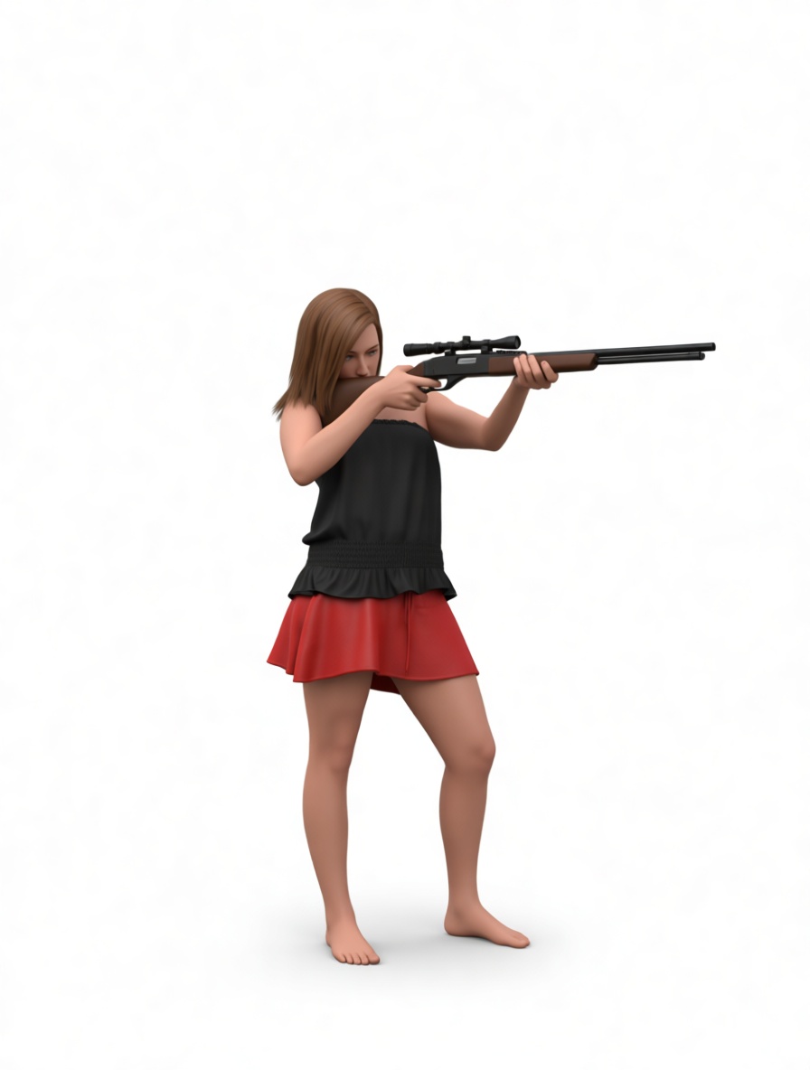 Girl with Rifle Figurine free 3D printable STL