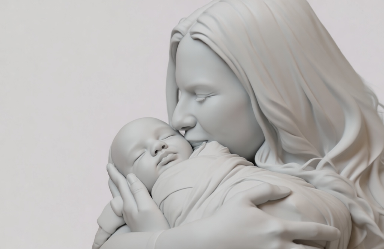 Mother and Baby Sculpture free 3D printable STL