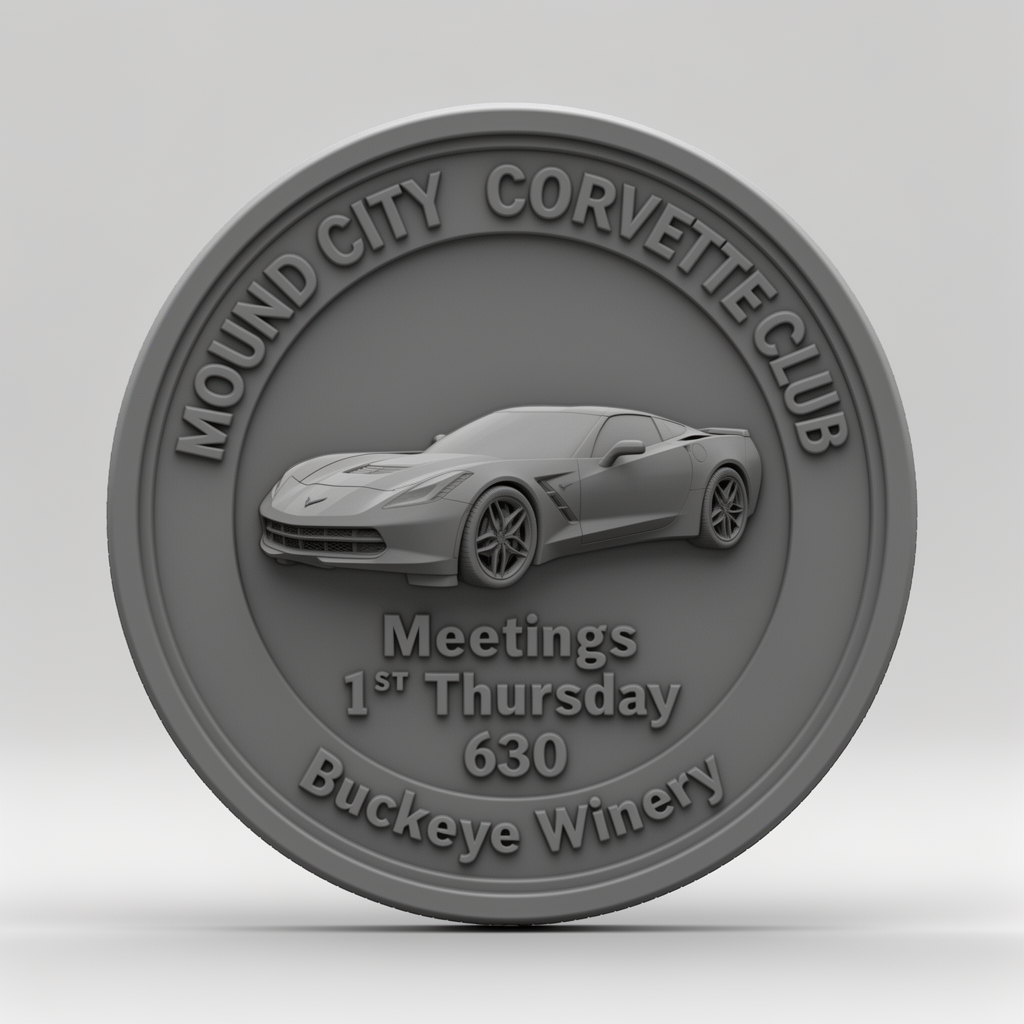 Mound City Corvette Coin free 3D printable STL
