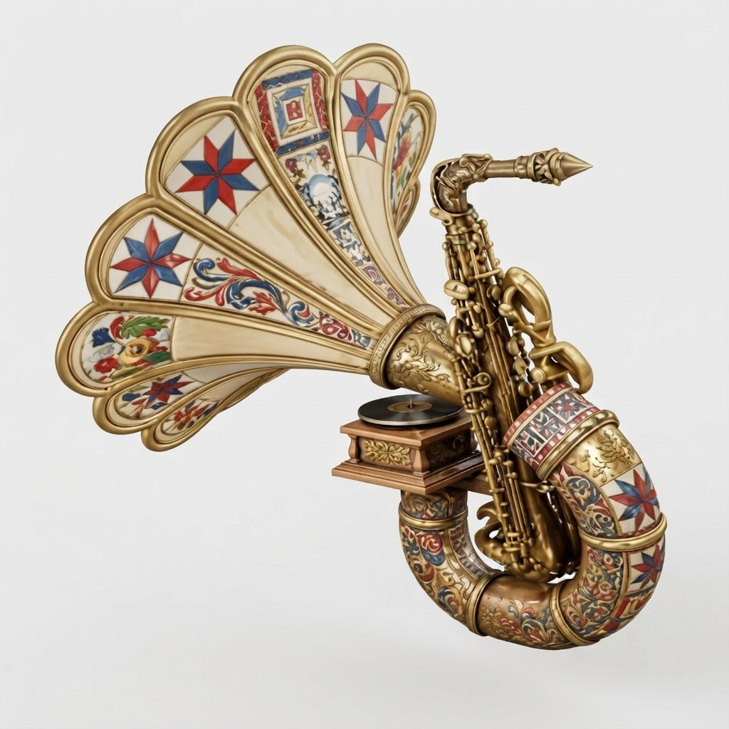 Ornate Saxophone Gramophone free 3D printable STL