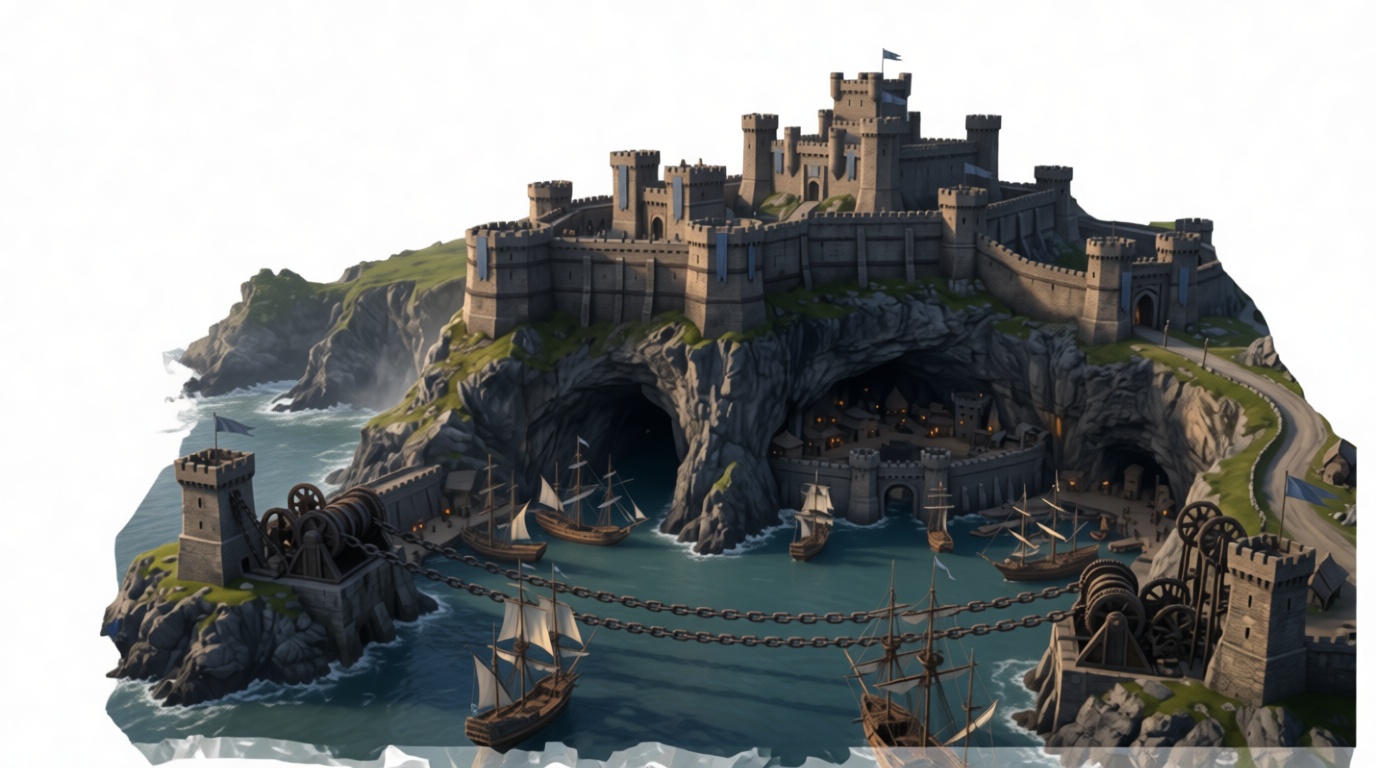 Medieval Seaside Castle Model free 3D printable STL